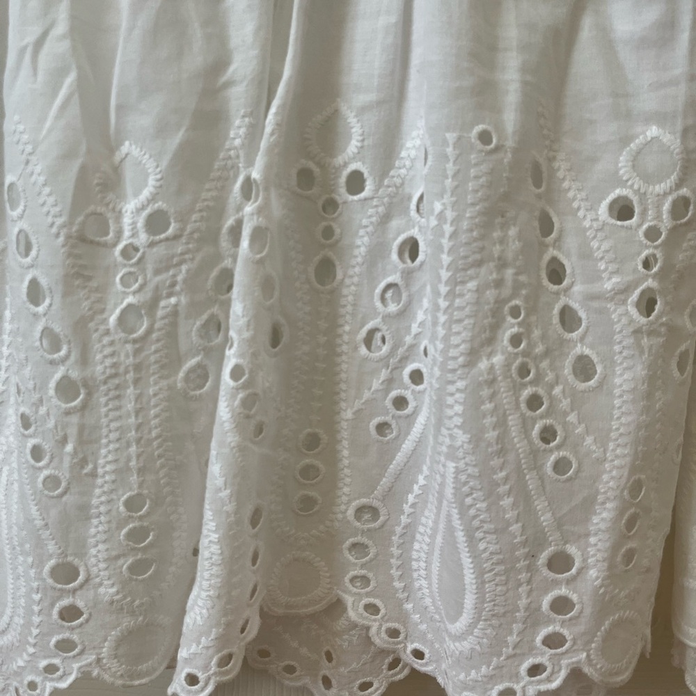 🤍 Zara White Eyelet Lace Ruffle Sleeve Boho Blouse Sz M EUC - Picture 2 of 6